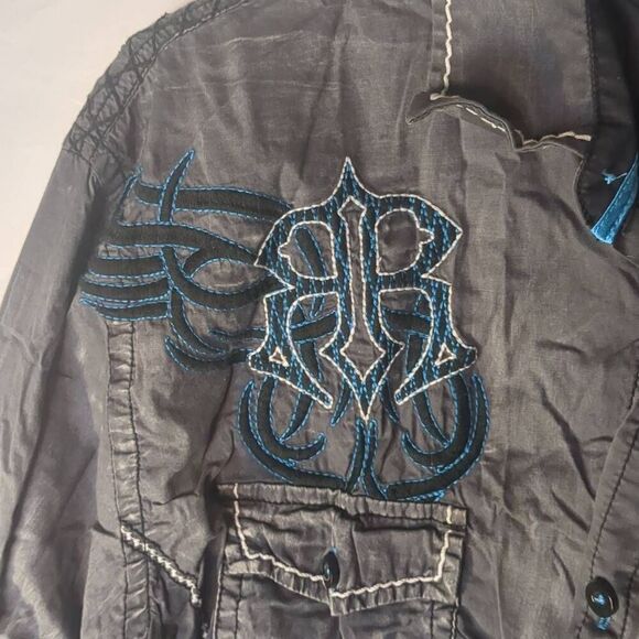 ROAR Buckle Surmountable Embroidered Western Long Sleeve Button Snap Front Shirt - Picture 5 of 10